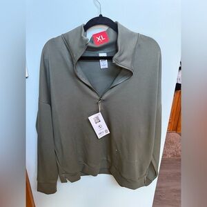Olive Green Quarter-Zip Sweatshirt